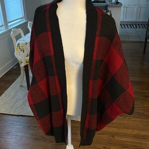 Pink Lily red black Poncho size small